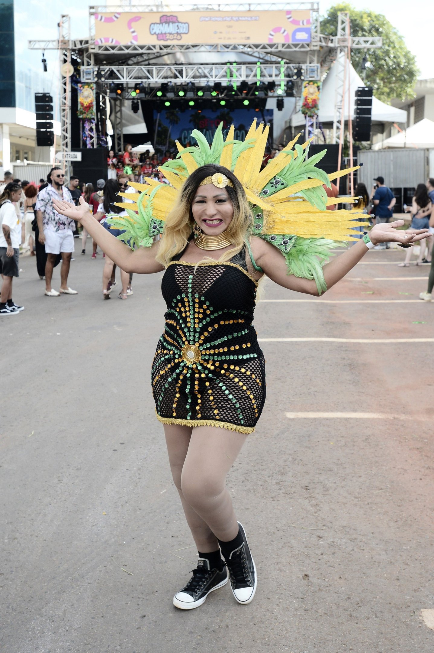  14/02/2026. Cr..dito: Minervino J..nior/CB/D.A Press. Brasil.  Brasilia - DF. Carnaval 2026 Setor Carnavalesco Sul. Show grupo Folha Seca. Emily Martinelly     