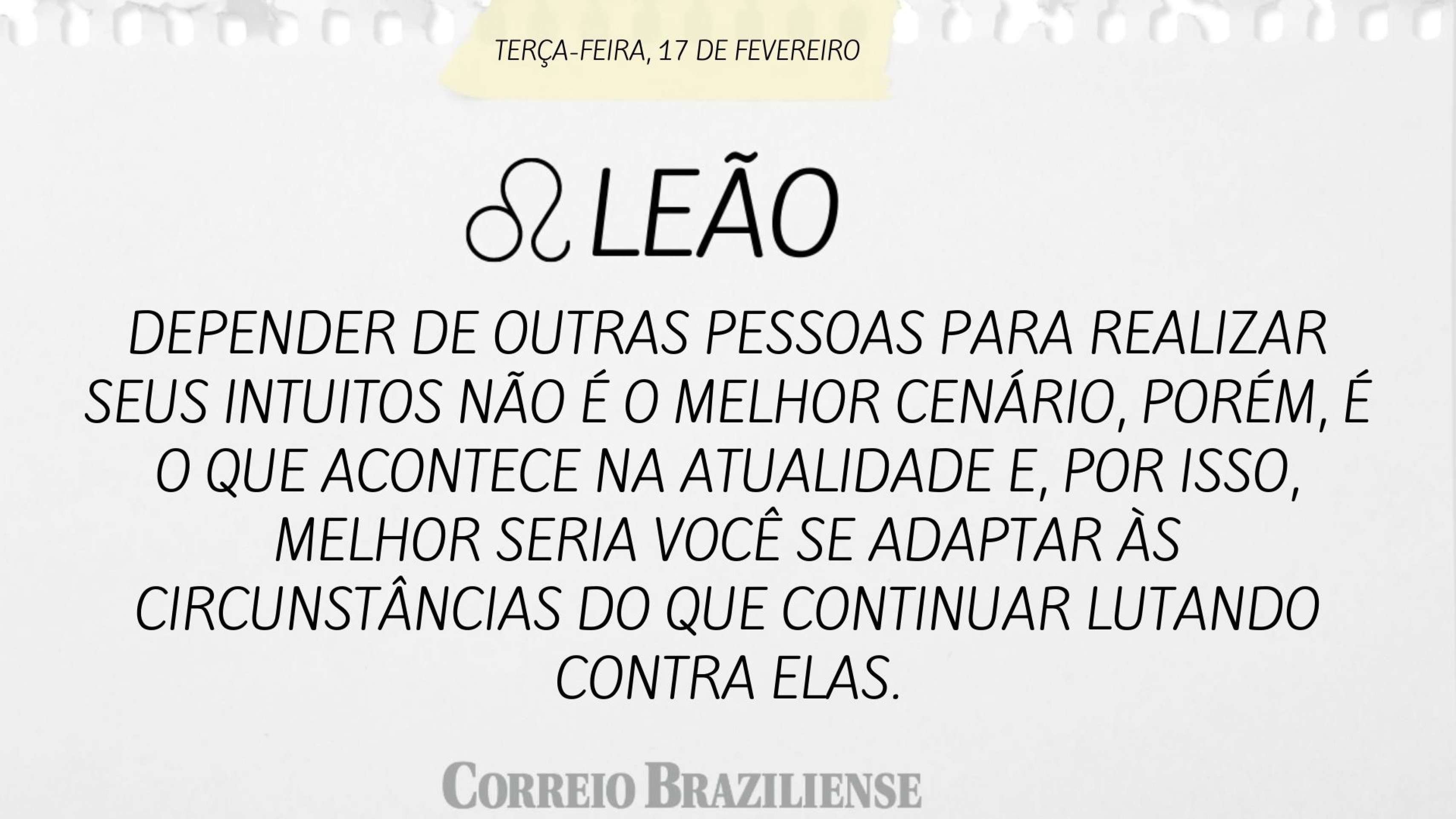 Hor&oacute;spoco desta ter&ccedil;a-feira (17/2)