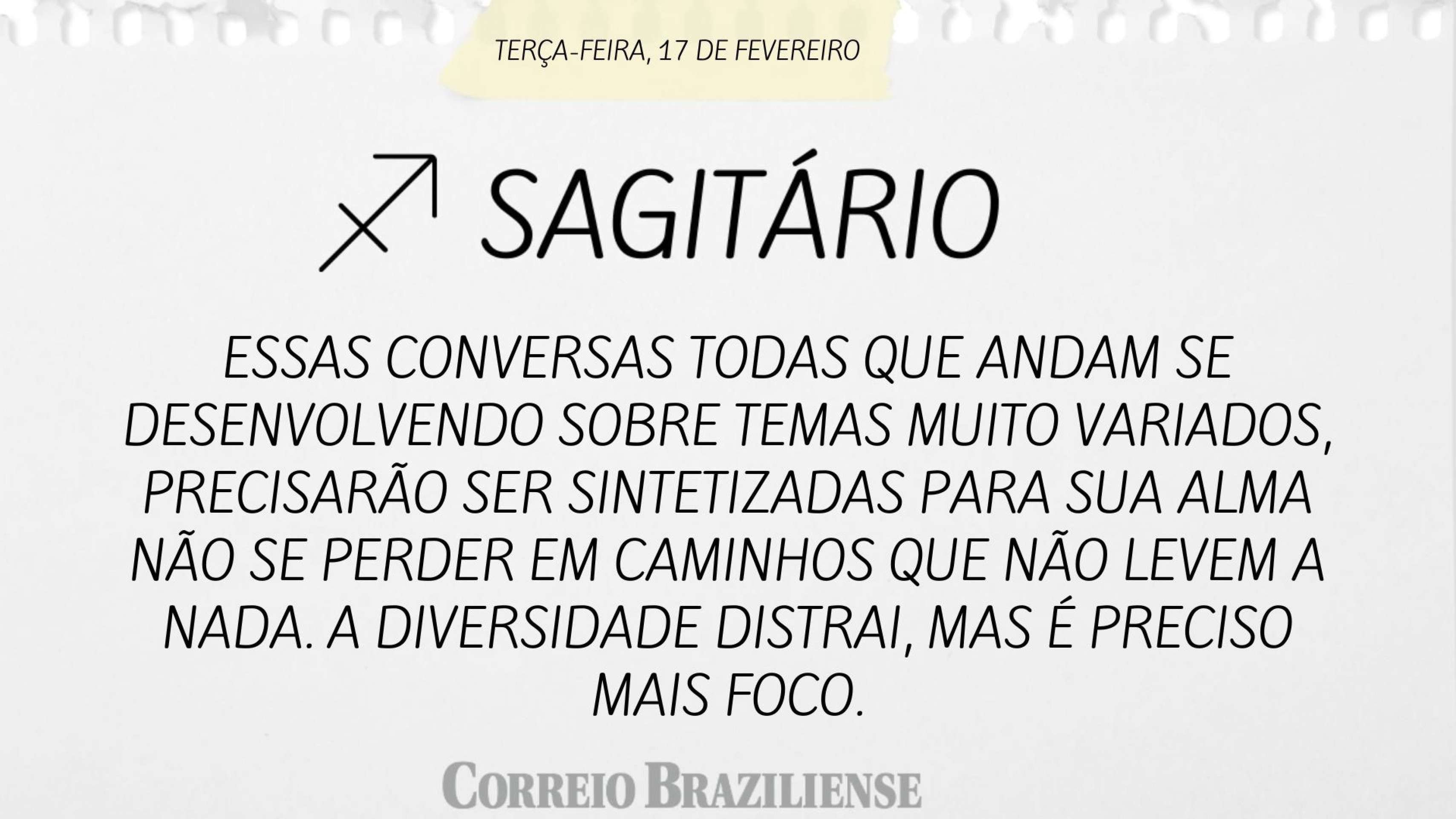 Hor&oacute;spoco desta ter&ccedil;a-feira (17/2)