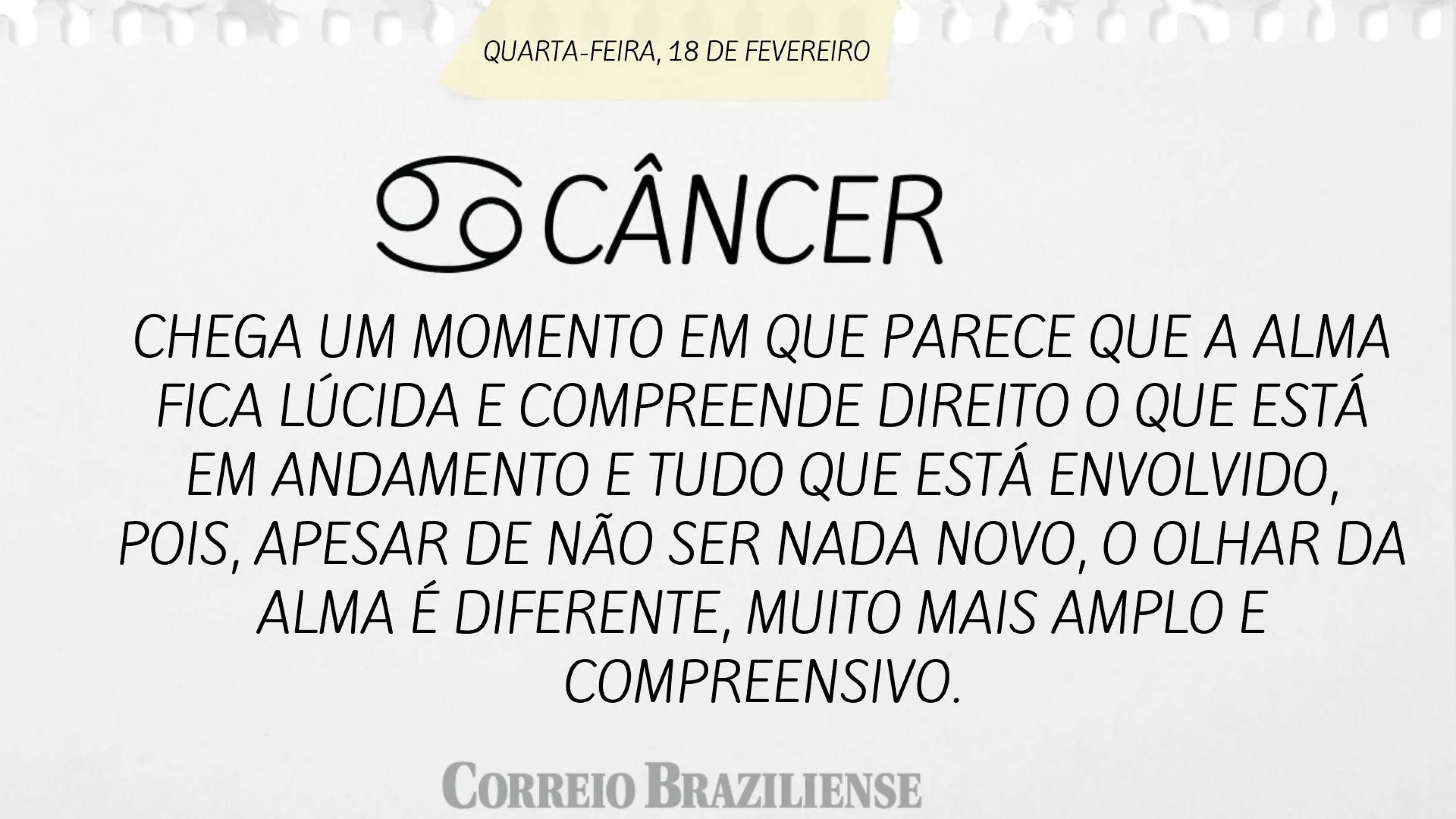Hor&oacute;spoco desta quarta-feira (18/2)