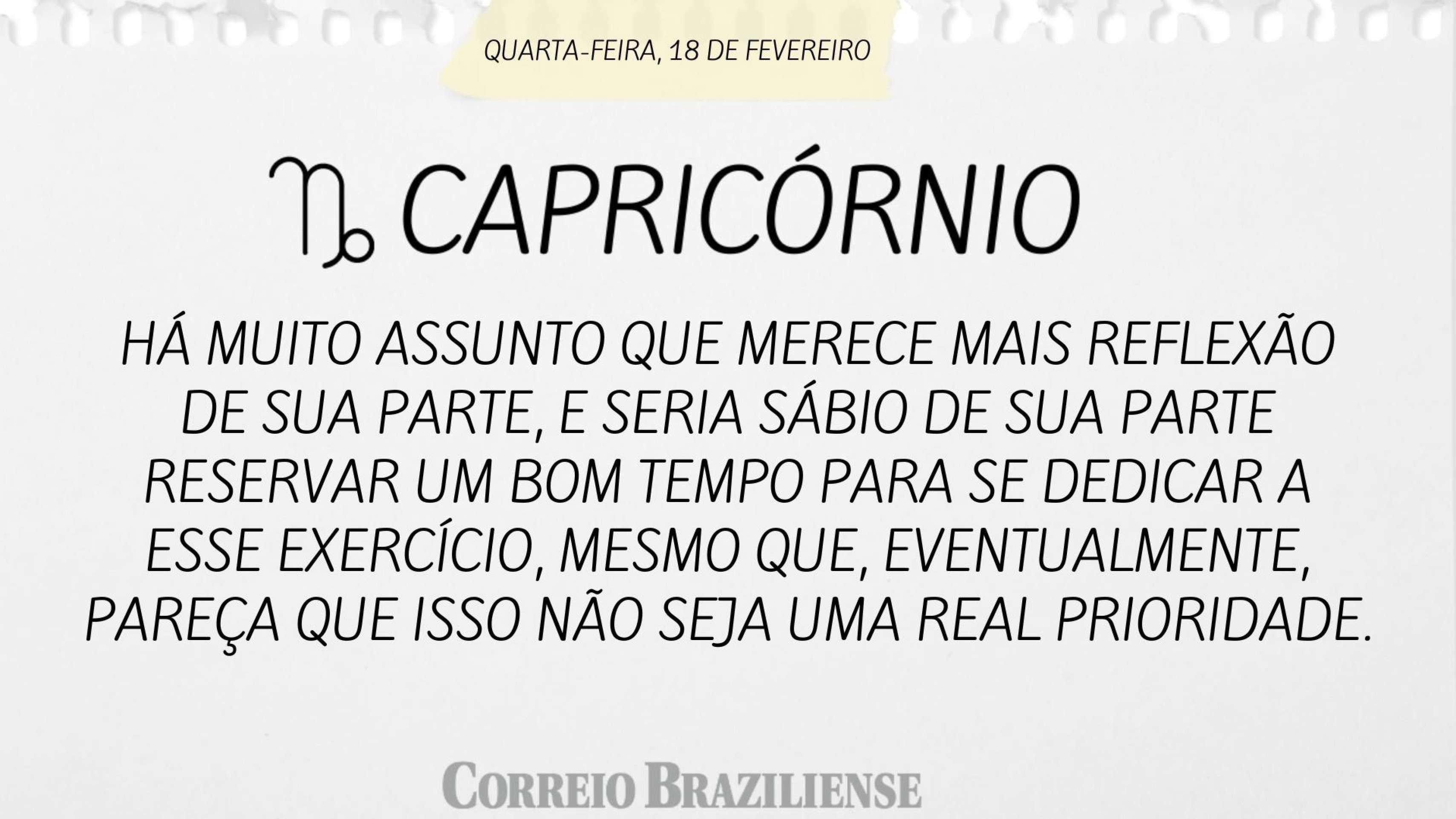 Hor&oacute;spoco desta quarta-feira (18/2)