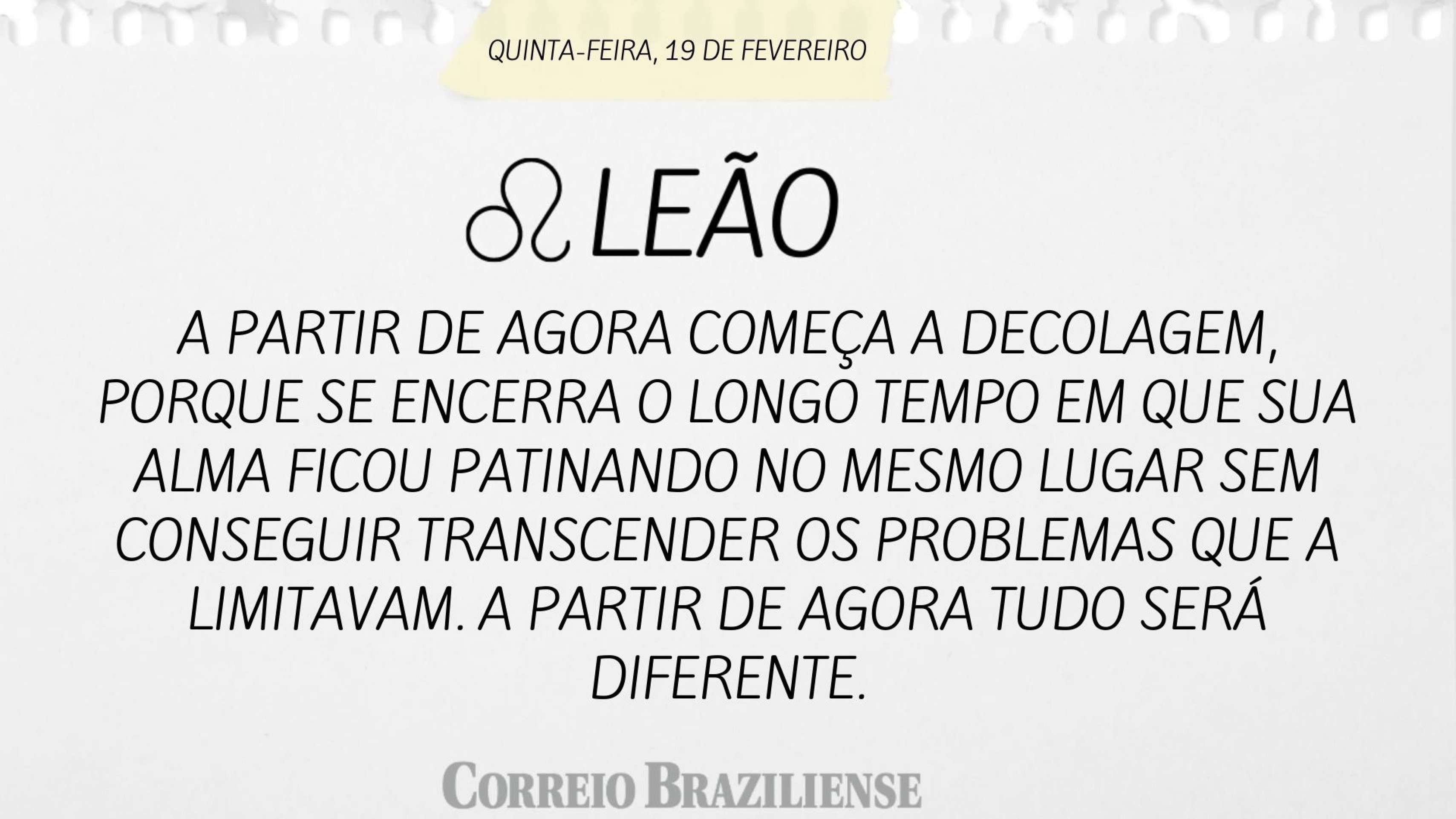 Hor&oacute;spoco desta quinta-feira (19/2)