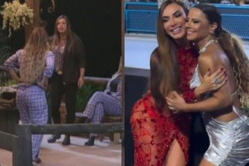 Ex-rivais, Viviane Araújo e Nicole Bahls surgem coladinhas na Sapucaí -  (crédito: Record/Instagram)