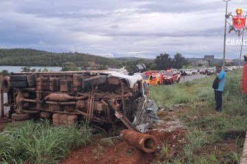 Situação contou com apoio do Corpo de Bombeiros Militar do Estado de Goiás (CBMGO) -  (crédito: Reprodução/CBMDF)