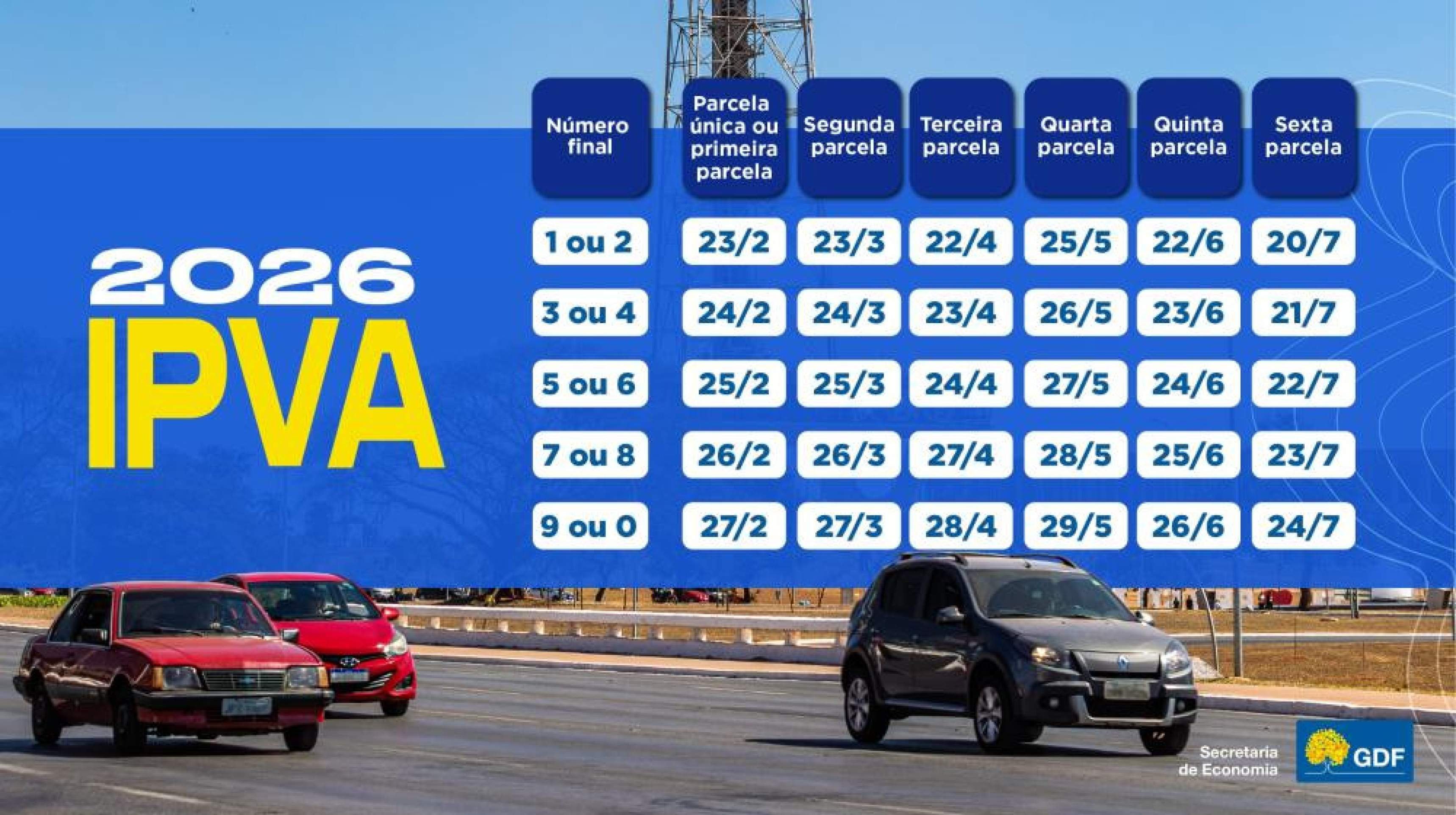 No Distrito Federal, o pagamento do IPVA pode ser parcelado em at&eacute; seis vezes.