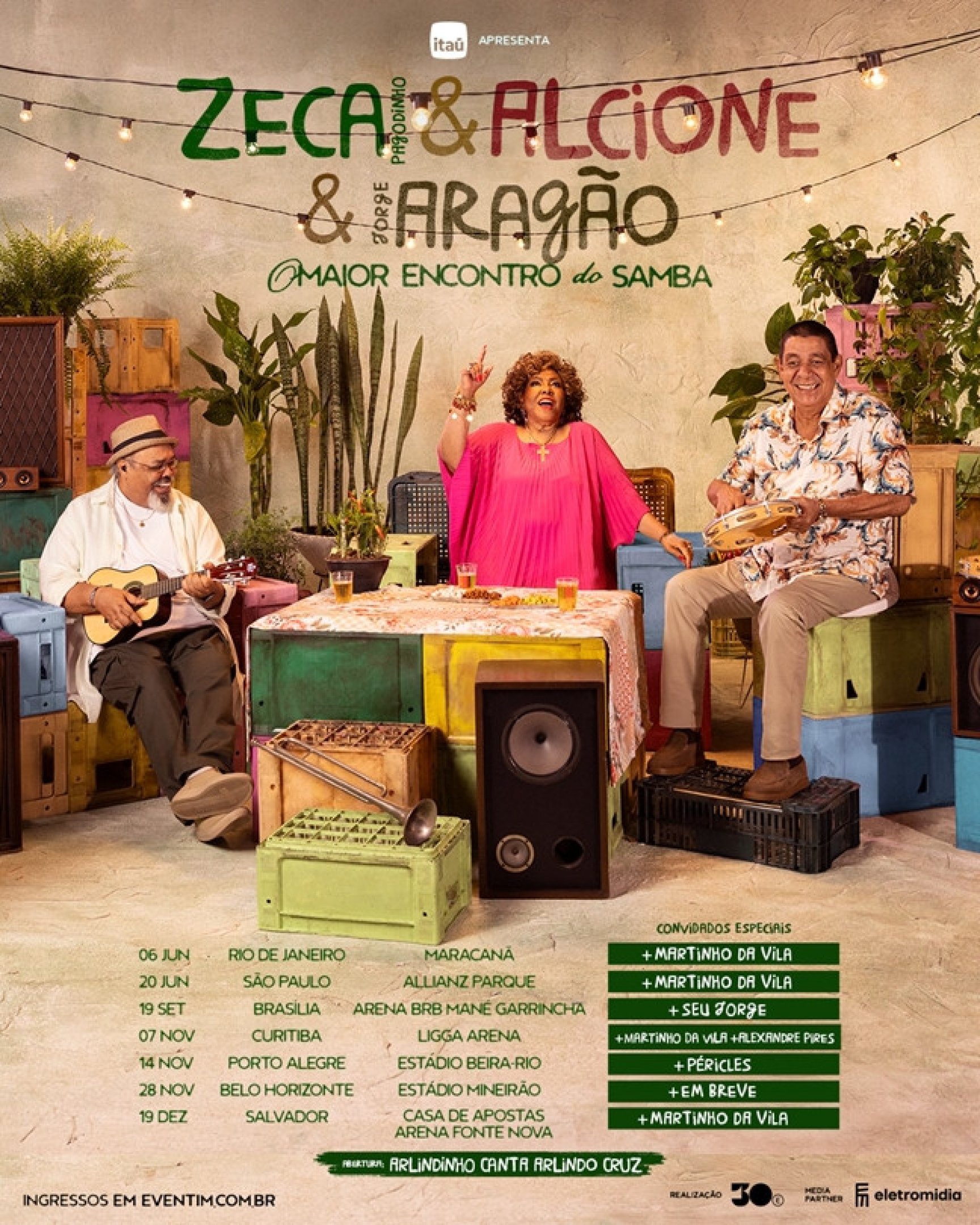 Zeca Pagodinho, Alcione e Jorge Aragão em Brasília: confira ingressos