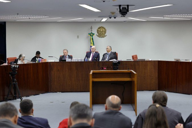 Ministros da Primeira Turma durante julgamento do caso Marielle     -  (crédito: Rosinei Coutinho/STF)