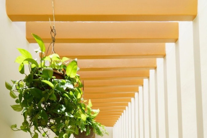 O jardim interno permite 
a passagem de luz 