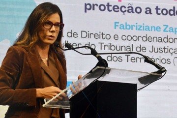 Fabriziane Zapata durante o CB. Debate - (crédito: Ed Alves) Fabriziane Zapata durante o CB. Debate - (crédito: Ed Alves)