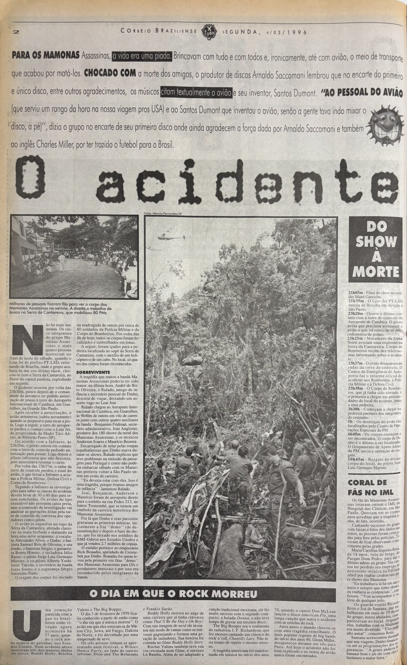 Acervo da cobertura do Correio Braziliense sobre o acidente que vitimou os integrantes da banda Mamonas Assassinas 