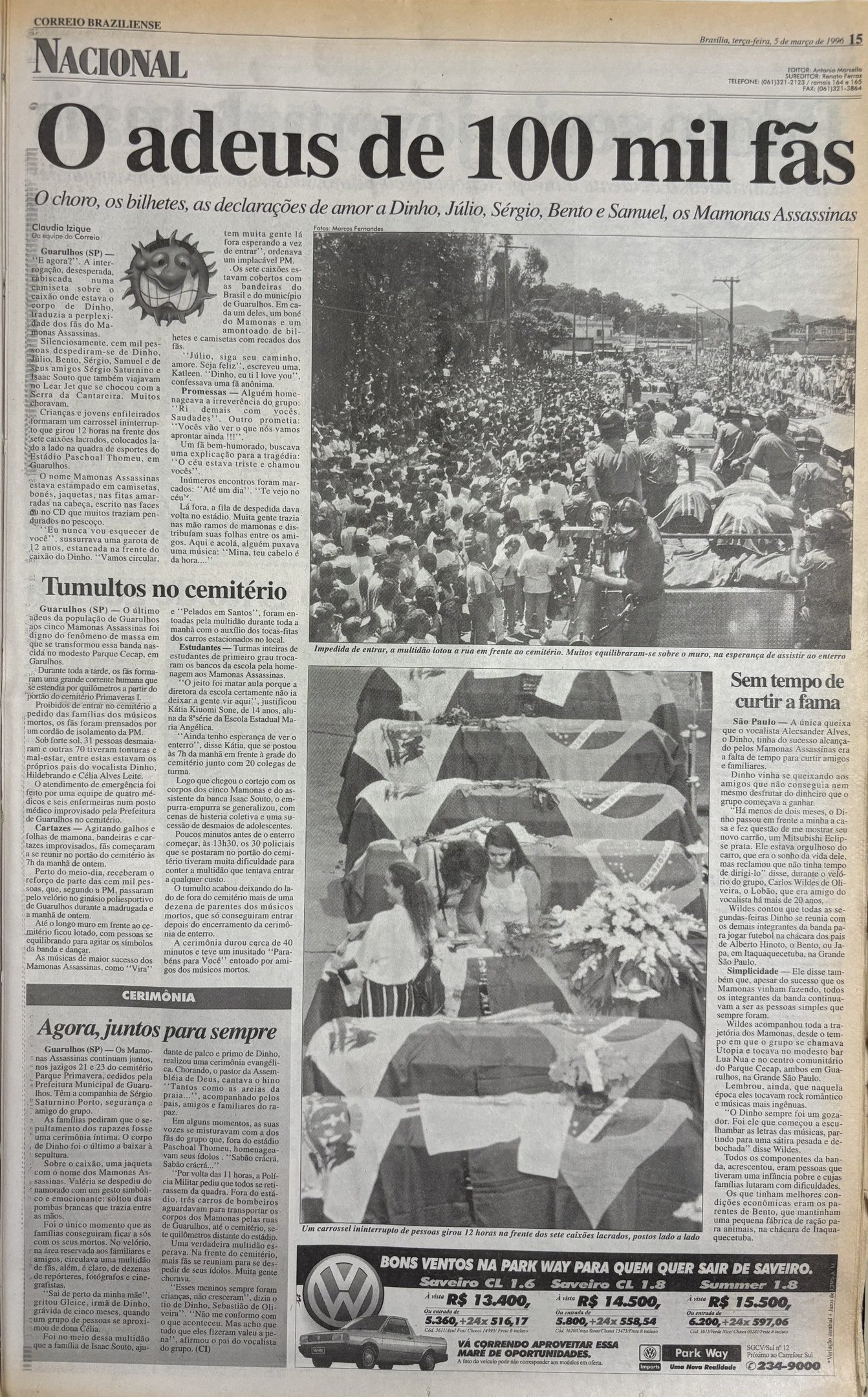 Acervo da cobertura do Correio Braziliense sobre o acidente que vitimou os integrantes da banda Mamonas Assassinas 