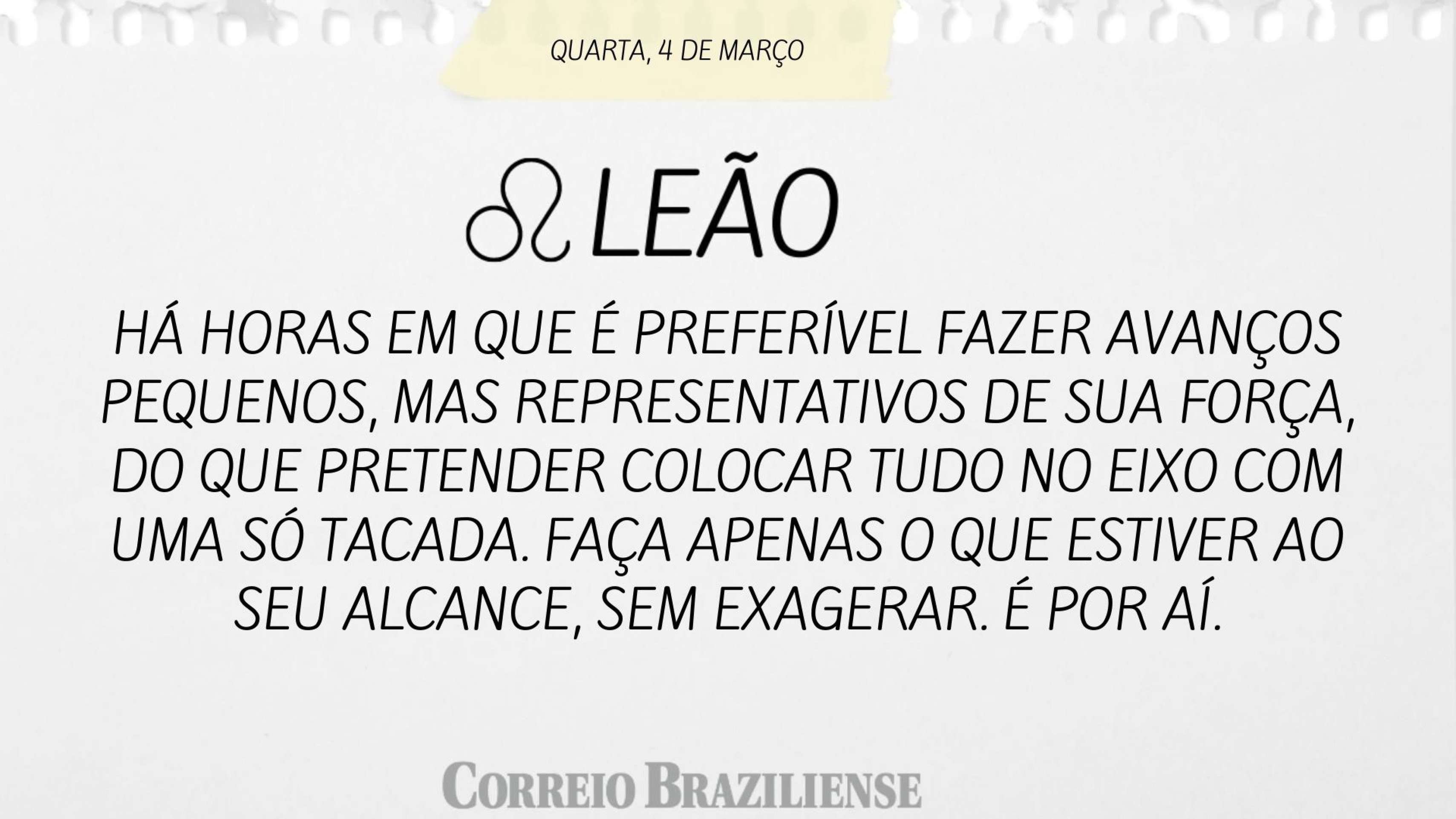 Hor&oacute;scopo desta quarta (4/3)  