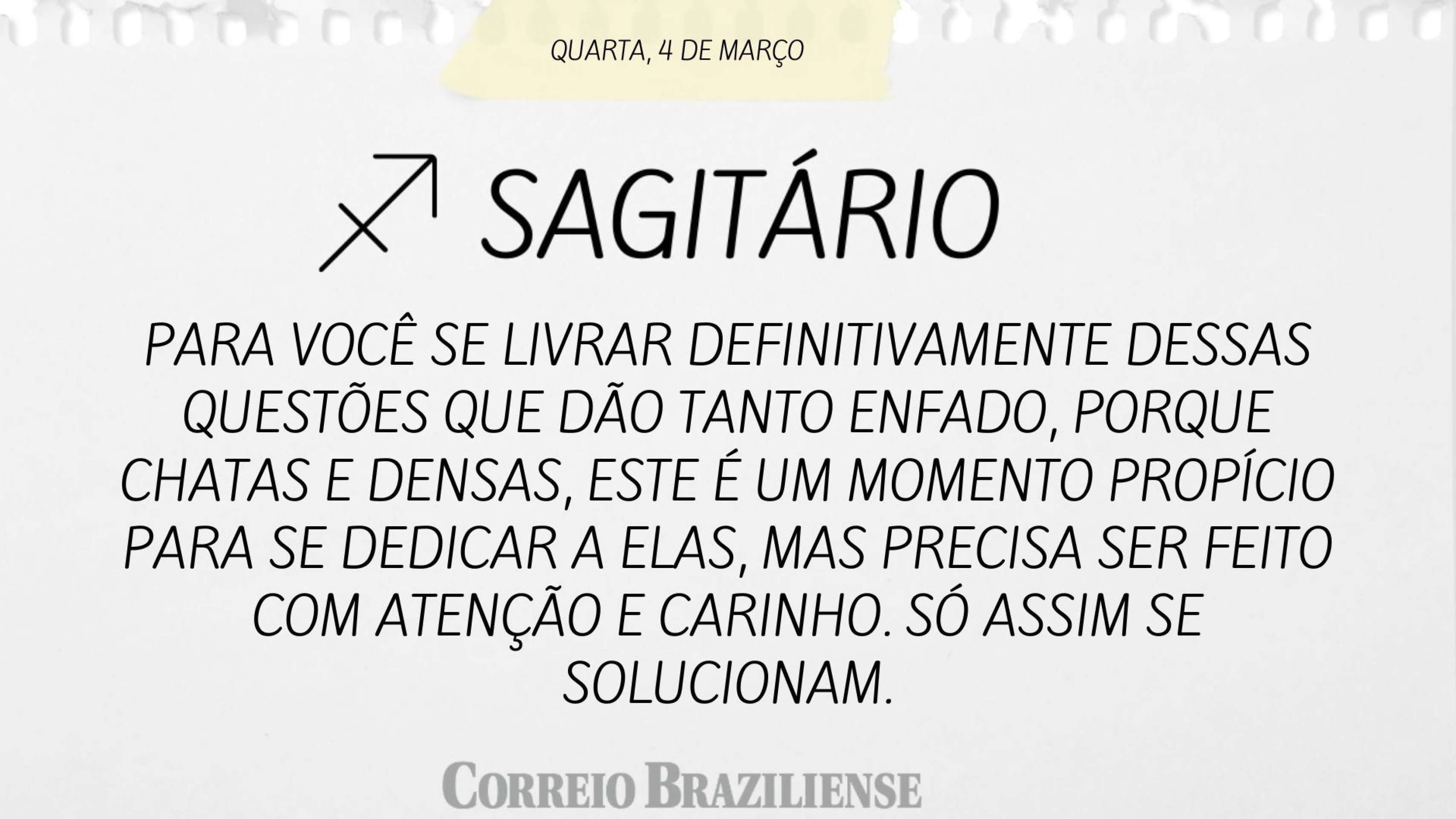 Hor&oacute;scopo desta quarta (4/3)  