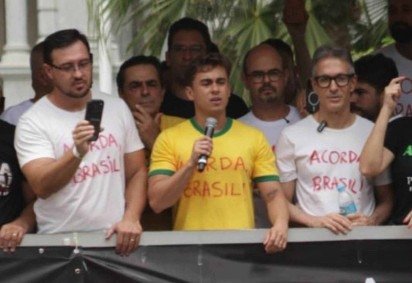 Nikolas Ferreira foi o centro das atenções de manifestação em BH neste domingo -  (crédito: Marcos Vieira/EM/D.A. Press)