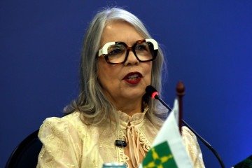 Na cerimônia de posse da secretária de Educação do DF, Hévia Paranaguá, no Conselho de Educação, ela anuncia que concorrerá a vaga de deputada federal pelo MDB -  (crédito:  Marcelo Ferreira/CB/D.A Press)