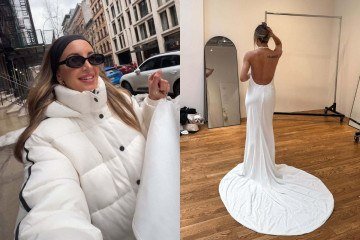 Influenciadora estadunidense Shayla Quinn, 36 anos, viraliza após comprar um vestido de noiva em liquidação mesmo estando solteira -  (crédito: Reprodução/Instagram @shaylaquinn)