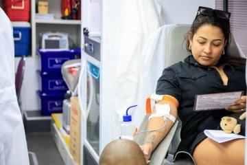 No Hemocentro de Brasília, o estoque geral de sangue está atualmente em nível regular -  (crédito: | Reprodução: Vinicius de Melo/SMDF)