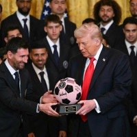 Lionel Messi e Donald Trump: encontro a 98 dias do início da Copa do Mundo nos EUA, Canadá e México -  (crédito:  ANDREW CABALLERO-REYNOLDS / AFP)