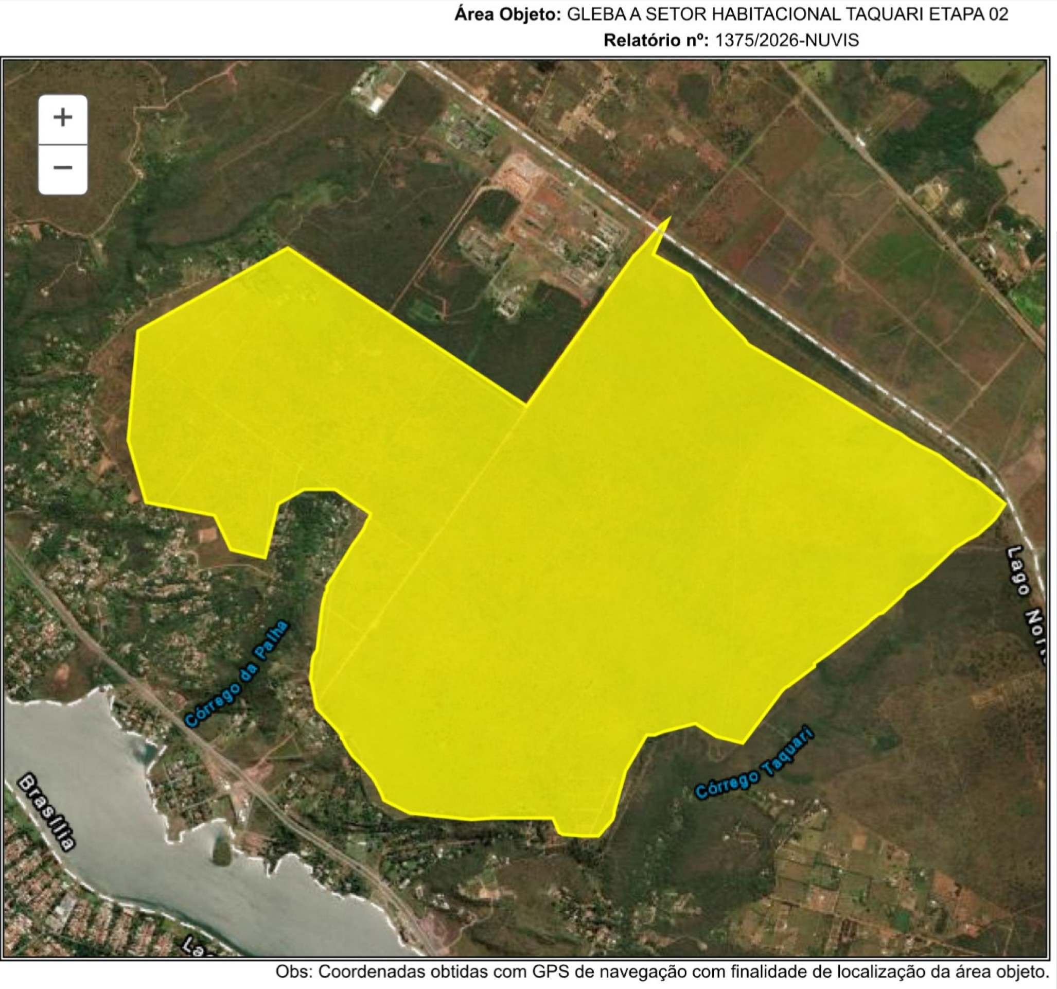 A Terracap informou que a &aacute;rea escolhida n&atilde;o possui recursos h&iacute;dricos