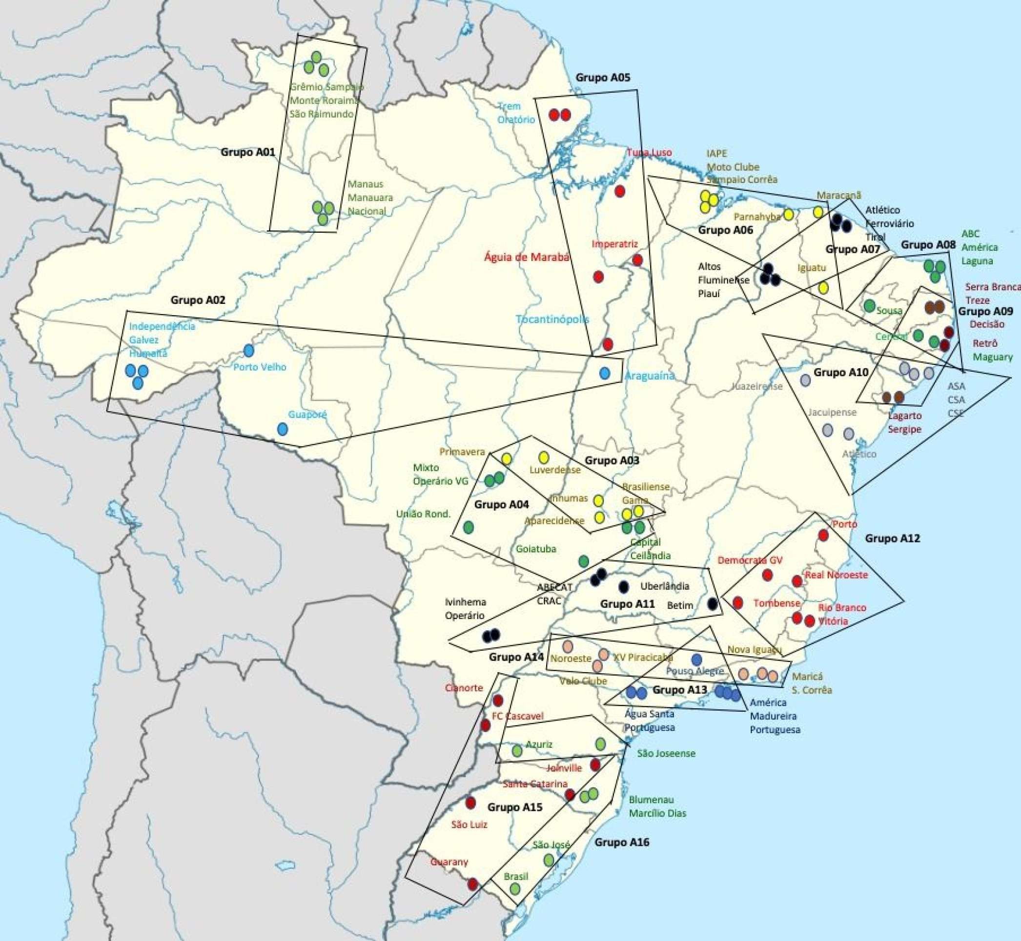 O mapa da S&eacute;rie D 2026, com 96 times de Norte a Sul do Brasil