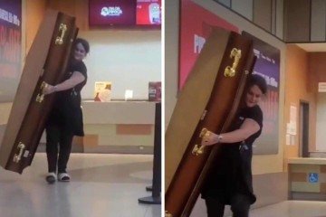 Realizada pela rede de cinemas Cinemark, a campanha vendeu, no último domingo (8/3), o petisco por R$ 19 para recipientes com capacidade de até 10 litros, independentemente do formato escolhido pelo cliente -  (crédito: Redes sociais / reprodução)