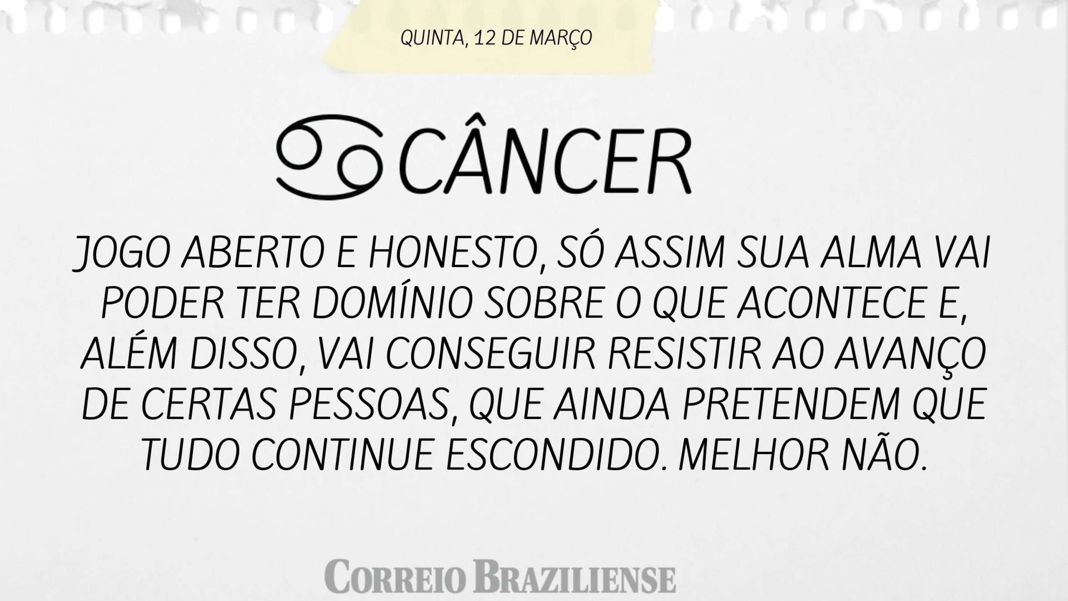 Hor&oacute;scopo deste s&aacute;bado (14/3)