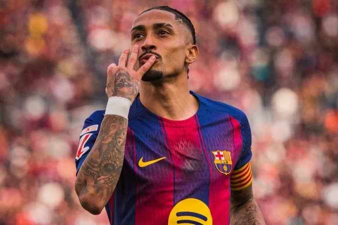 Raphinha, autor do hat-trick do Barcelona contra o Sevilla - (crédito: Barcelona/Divulgação) Raphinha, autor do hat-trick do Barcelona contra o Sevilla - (crédito: Barcelona/Divulgação)