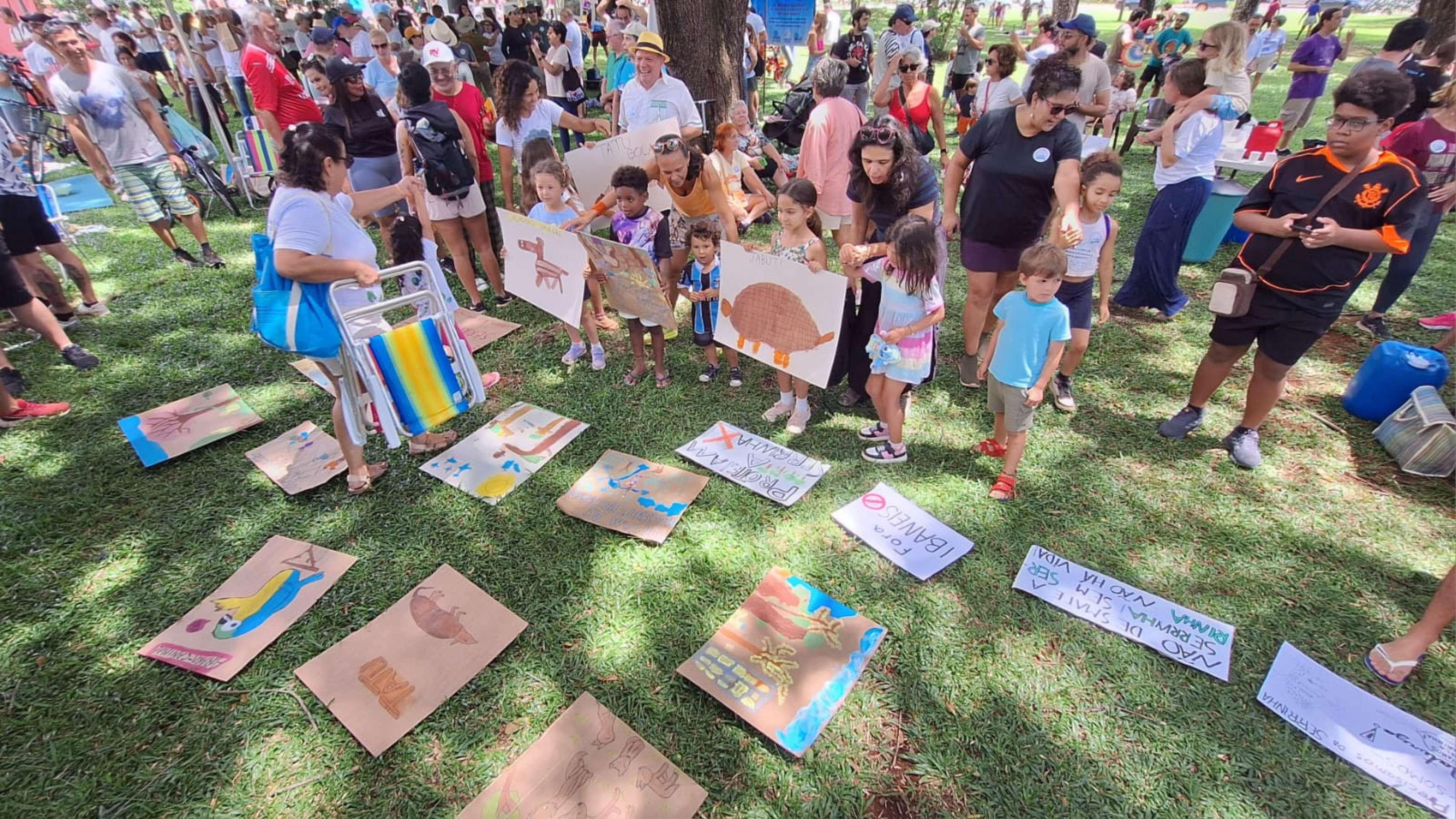 Manifestantes participam de ato no Eix&atilde;o em defesa da Serrinha do Parano&aacute;