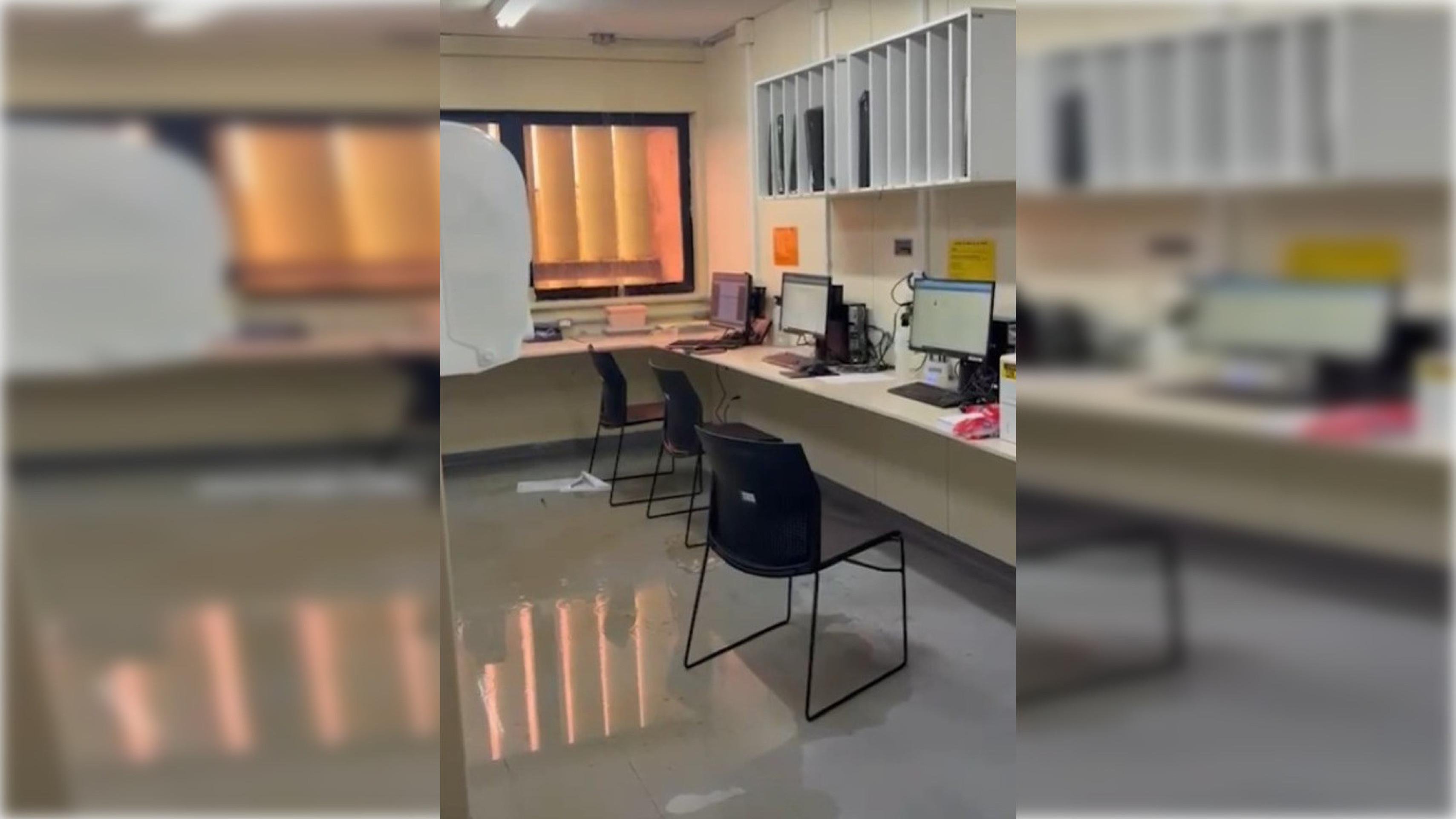 Vídeo: rompimento de cano inunda com água e dejetos setor do Hospital de Base