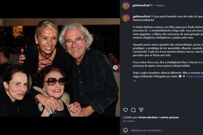 Artistas homenageiam Juca de Oliveira, que morreu neste sábado (21/3)