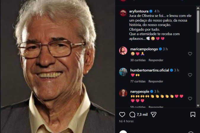 Artistas homenageiam Juca de Oliveira, que morreu neste sábado (21/3)