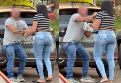 Imagens da agress&atilde;o circulam em grupos de WhatsApp -  (crédito: Imagens cedidas ao Correio) -Imagens da agress&atilde;o circulam em grupos de WhatsApp -  (crédito: Imagens cedidas ao Correio)
