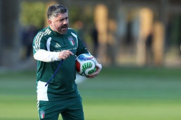 Gattuso durante treino da seleção italiana -  (crédito: Figc/Divulgação)