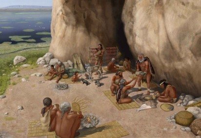  Reconstrução artística de área na Turquia, há 15,8 mil anos, baseada em evidências de escavações arqueológicas  -  (crédito: Kathryn Killackey/Divulgação ) - Reconstrução artística de área na Turquia, há 15,8 mil anos, baseada em evidências de escavações arqueológicas  -  (crédito: Kathryn Killackey/Divulgação )