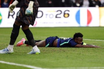 Último gol de Vinicius Junior pela Seleção foi em 10 de outubro de 2025, na goleada por 5 x 0 sobre a Coreia do Sul em amistosos - (crédito: Franck Fife/AFP) Último gol de Vinicius Junior pela Seleção foi em 10 de outubro de 2025, na goleada por 5 x 0 sobre a Coreia do Sul em amistosos - (crédito: Franck Fife/AFP)