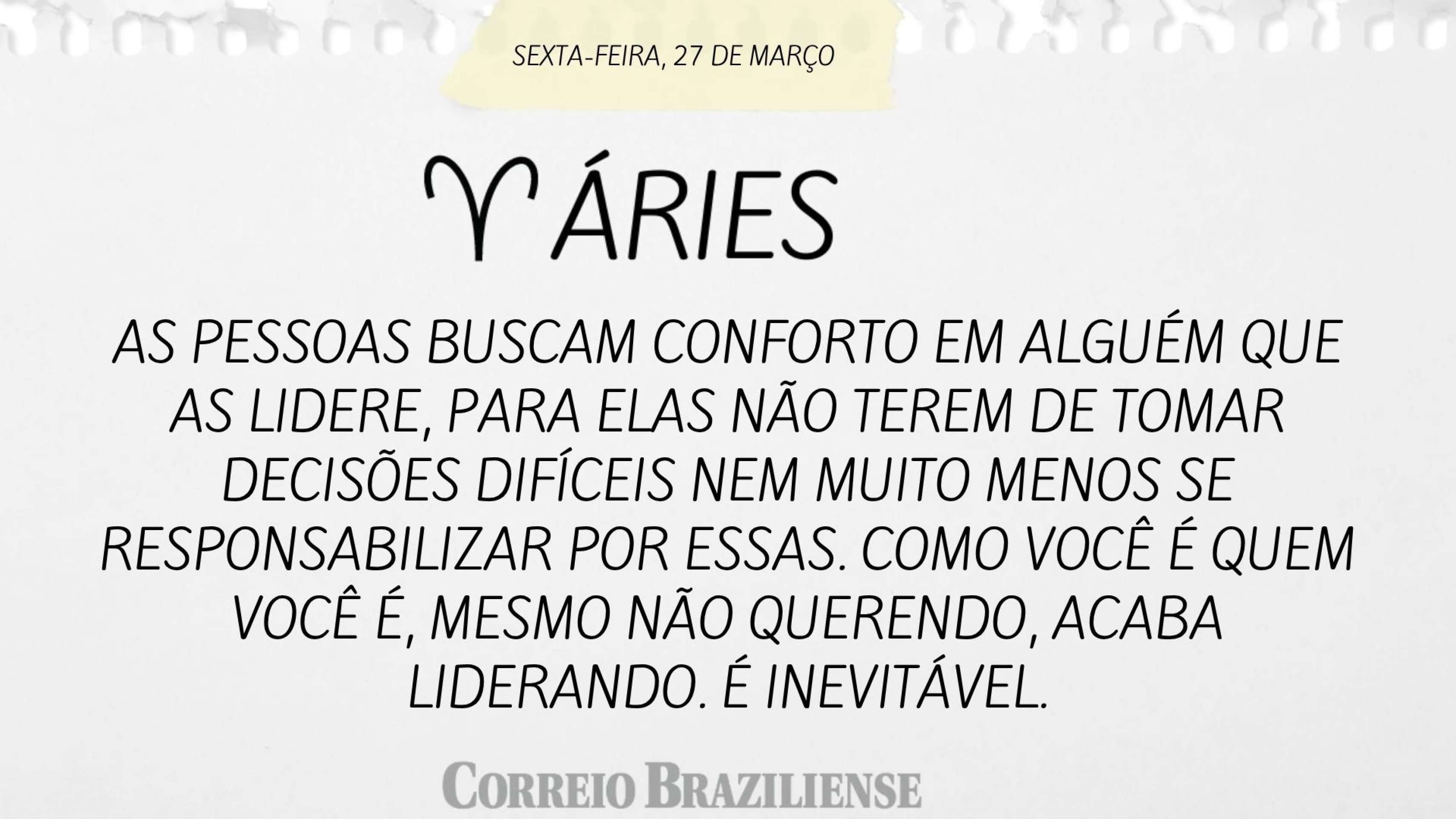 Hor&oacute;scopo desta sexta-feira (273) - &Aacute;ires