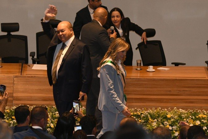 Ibaneis transmite o cargo de governador à vice Celina Leão - (crédito: Marcelo Ferreira/CB/D.A Press) Ibaneis transmite o cargo de governador à vice Celina Leão - (crédito: Marcelo Ferreira/CB/D.A Press)