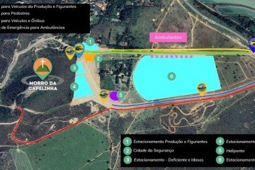 Mapa indicando alterações previstas no transito perto do Morro da Capelinha, em Planaltina -  (crédito: Divulga&ccedil;&atilde;o: Detran)