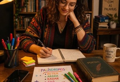 Os palíndromos são uma curiosidade linguística que chama atenção pela simetria das palavras e frases. Eles podem ser lidos da mesma forma de trás para frente, sem perder o sentido.  -  (crédito: Imagem gerada por i.a) -Os palíndromos são uma curiosidade linguística que chama atenção pela simetria das palavras e frases. Eles podem ser lidos da mesma forma de trás para frente, sem perder o sentido.  -  (crédito: Imagem gerada por i.a)