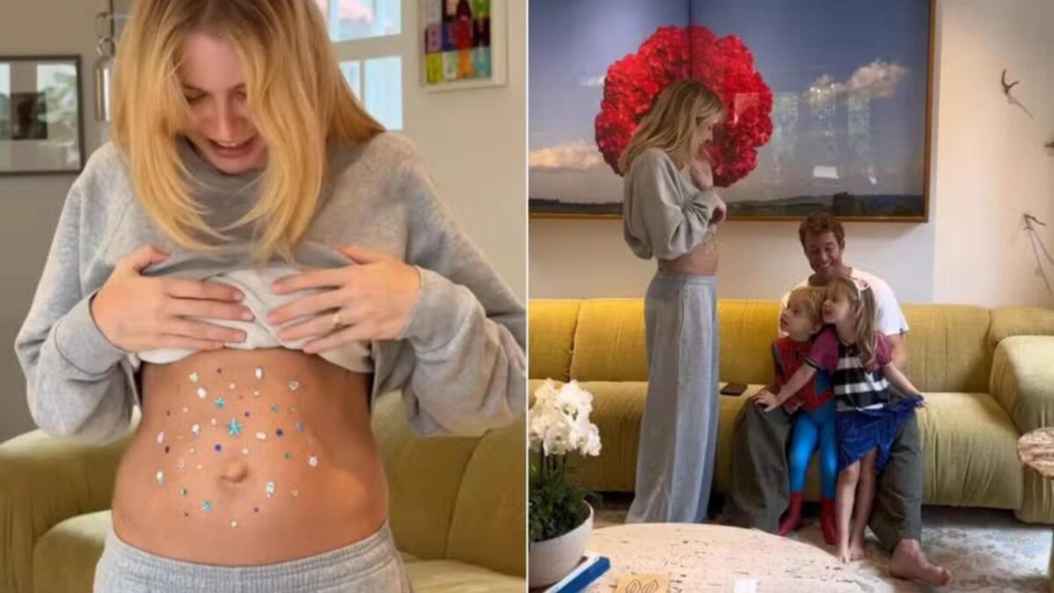 Isabella Scherer anuncia aos gêmeos sexo do bebê que está esperando -  (crédito: Observatorio dos Famosos)