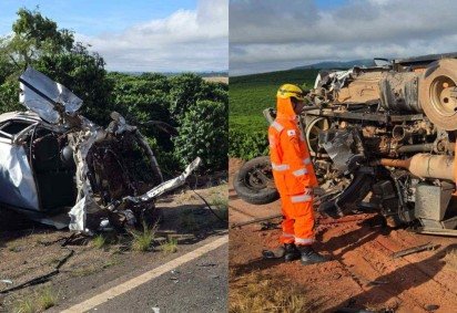 Acidente mobilizou bombeiros de Alfenas na manhã deste sábado (4/4) -  (crédito: Divulgação/Corpo de Bombeiros)