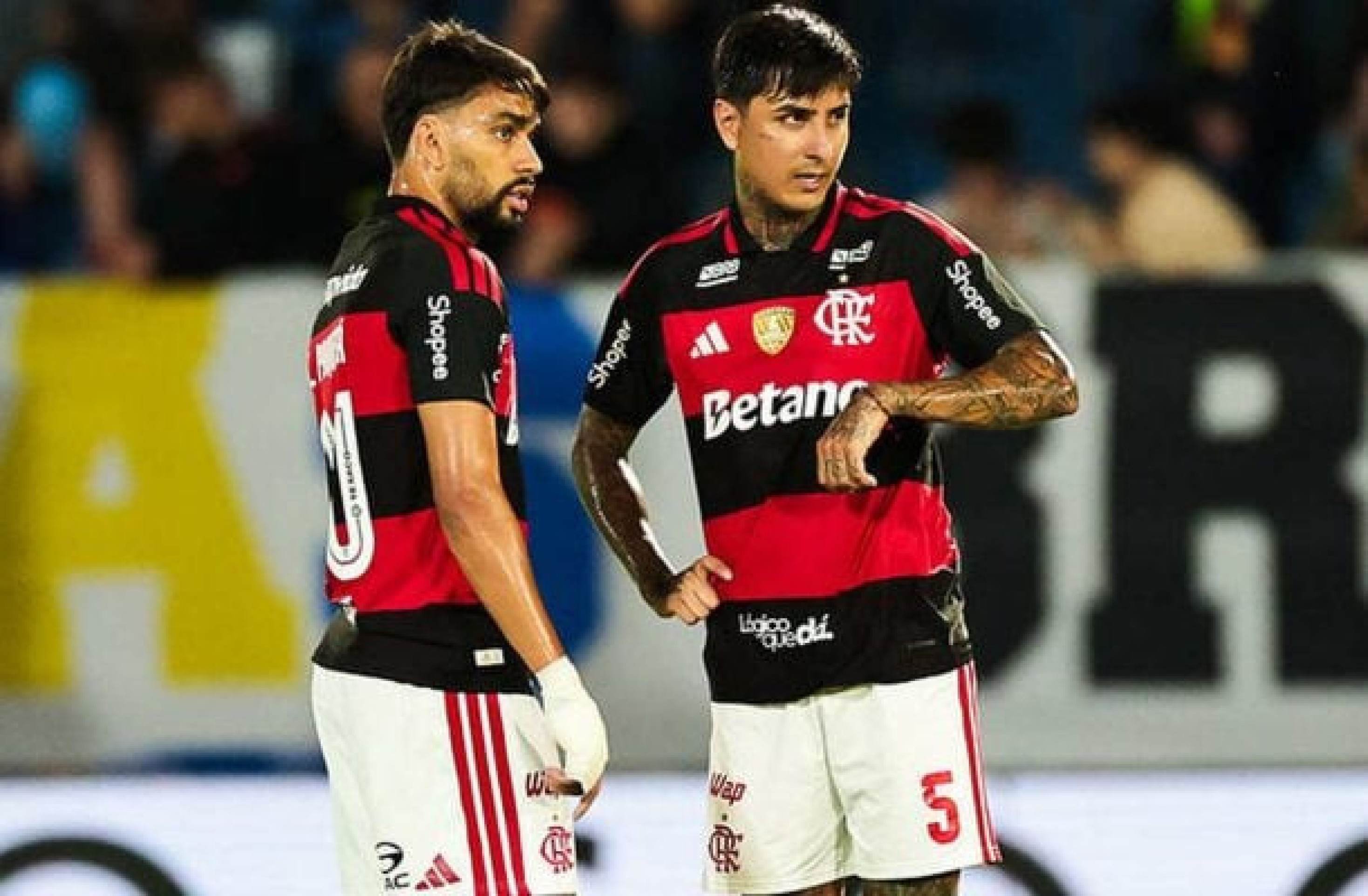 Lucas Paquetá e Erick Pulgar durante o jogo desta última quinta-feira - (crédito: Foto: Gilvan de Souza/CRF) Lucas Paquetá e Erick Pulgar durante o jogo desta última quinta-feira - (crédito: Foto: Gilvan de Souza/CRF)