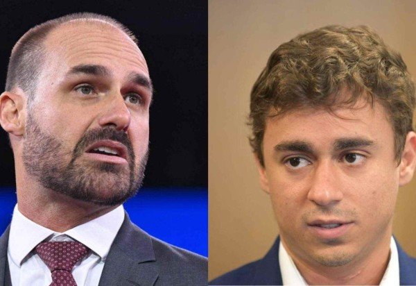 Eduardo Bolsonaro e Nikolas Ferreira -  (crédito: SAUL LOEB / AFP e Leandro Couri/EM/D.A.Press)