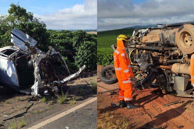 Acidente mobilizou bombeiros de Alfenas na manhã deste sábado (4/4) - (crédito: Divulgação/Corpo de Bombeiros) Acidente mobilizou bombeiros de Alfenas na manhã deste sábado (4/4) - (crédito: Divulgação/Corpo de Bombeiros)