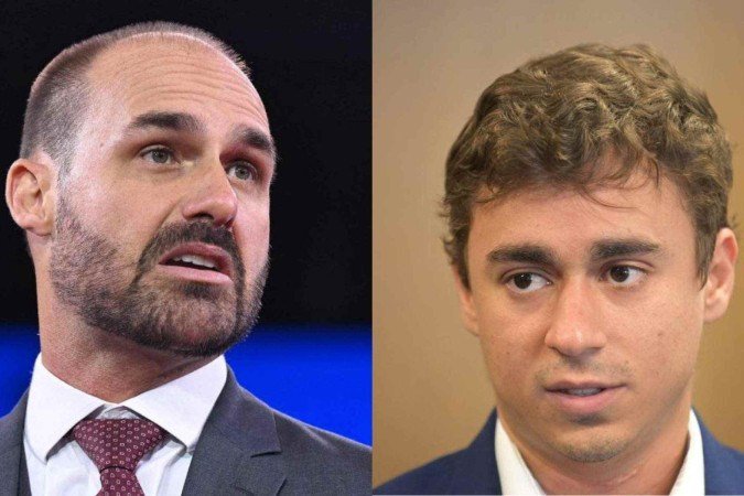 Eduardo Bolsonaro e Nikolas Ferreira -  (crédito: SAUL LOEB / AFP e Leandro Couri/EM/D.A.Press)