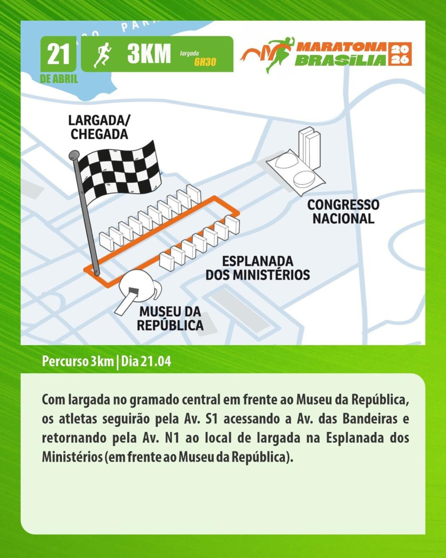 Percurso Maratona Bras&iacute;lia 3km