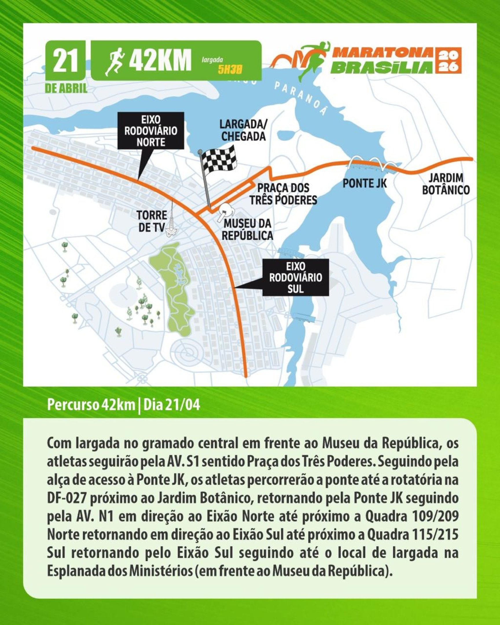 Percurso Maratona Bras&iacute;lia 42km