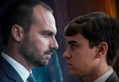 Eduardo Bolsonaro usa montagem com IA de embate com Nikolas como gancho para mobilizar eleitores no exterior
 -  (crédito: Divulgação)