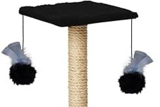 Arranhador poste 
para gatos com brinquedo duplo (R$ 39,90)