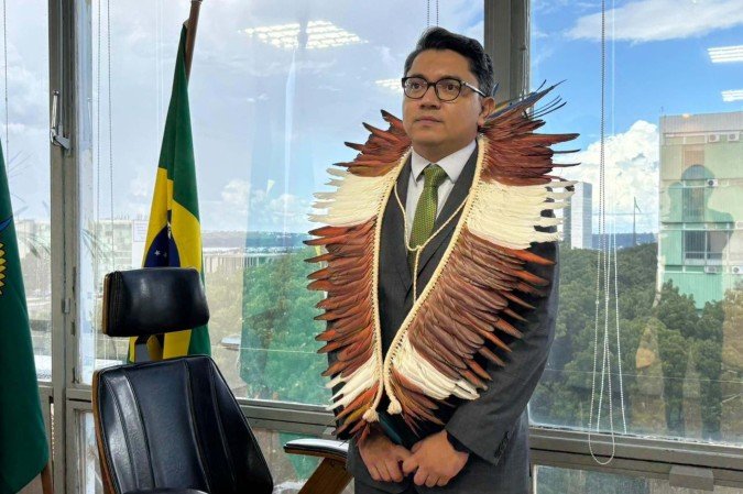 Ministro dos Povos Indígenas, Eloy Terena, concede entrevista ao Correio 